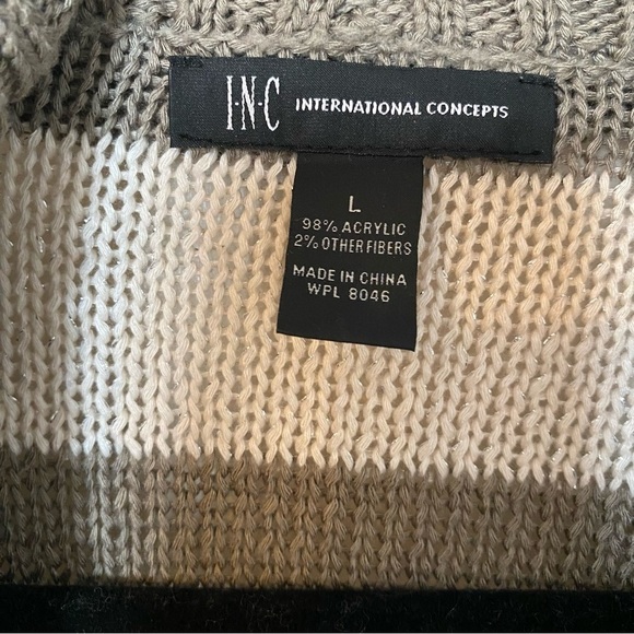 INC International Concepts Cardigan Nautical Breton Stripes Metallic Thread Sz L - Picture 4 of 6